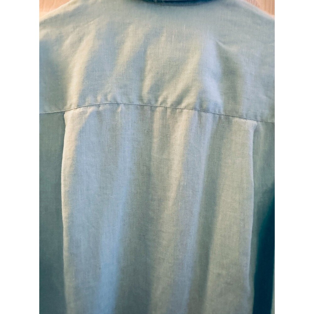 Liz Claiborne Linen Button Down Shirt Women’s S Blue Coastal Beachy Lightweight - Picture 7 of 8